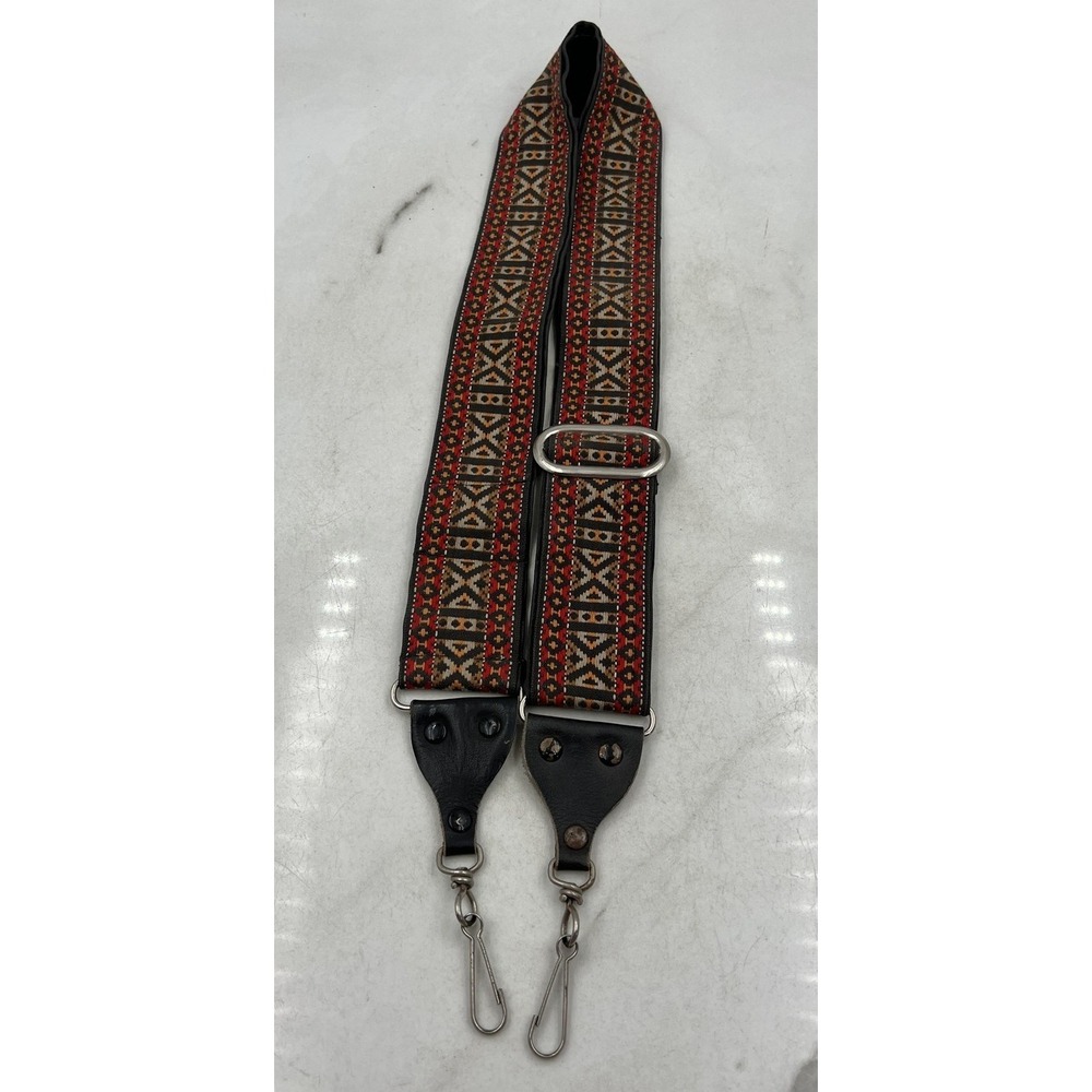 VTG Camera Strap Woven Red Orange Black Southwest Boho Hippie Retro Aztec